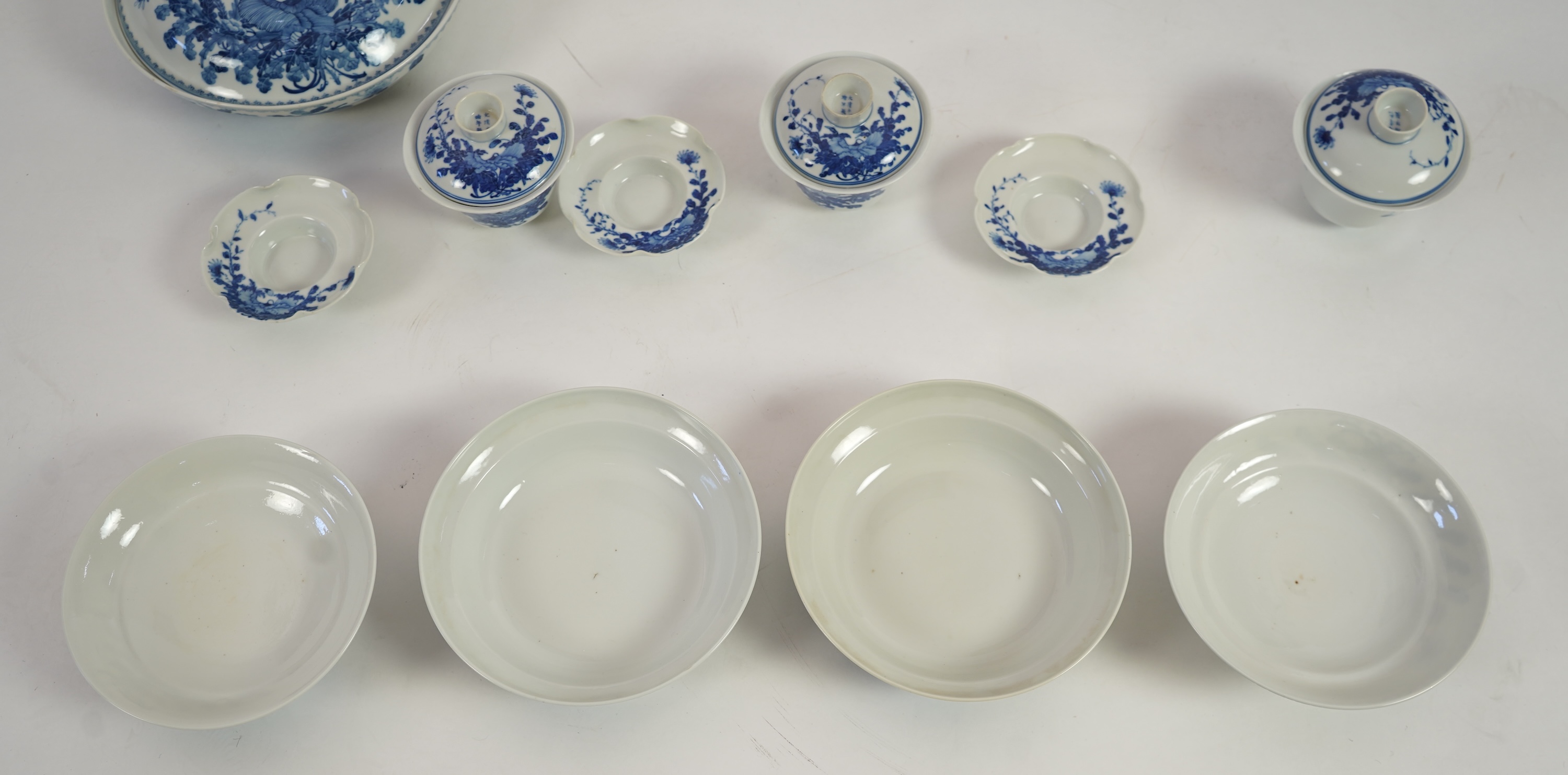 A Chinese blue and white table service, Guangxu mark and of the period (1875-1908)